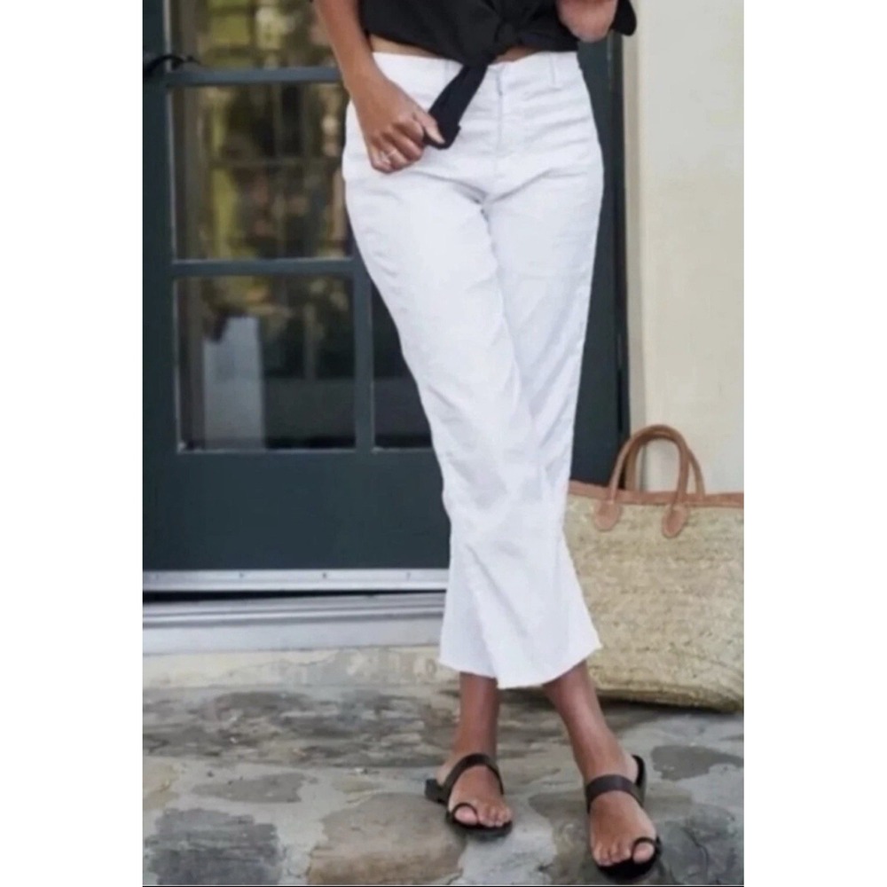NWT Frank & Eileen Kinsale Linen Blend Pants, Size 8, White, Cropped